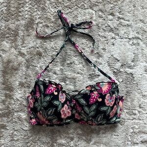 Shade & Shore Black Floral Bikini Top
